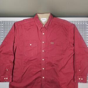 Vintage Carhartt Shirt XL Red S111 Twill Work Workwear Relaxed Outdoors Heavy
